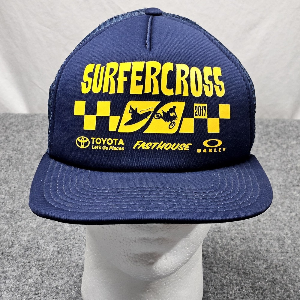 Surfercross Hat Navy Blue Surf Trucker Cap Motocross Powersports Skater Beach